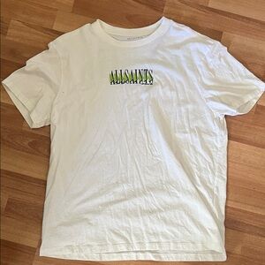 All Saints White Tee with Green Logo